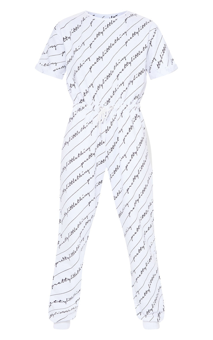 Printed White Jumpsuit