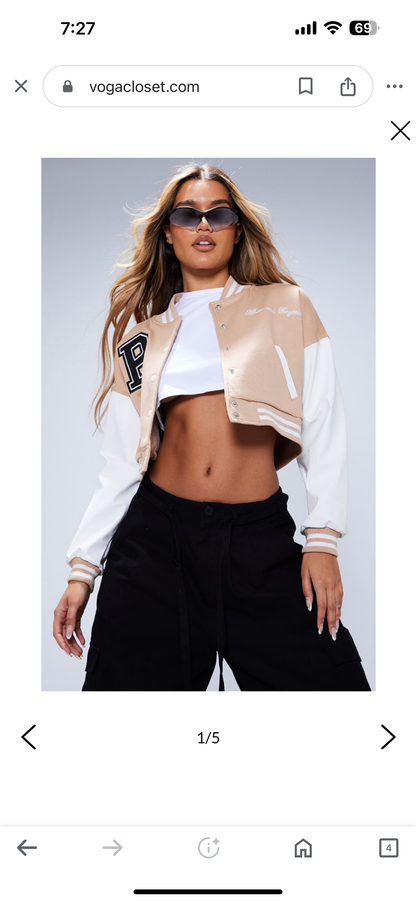 Crop varsity bomber jacket