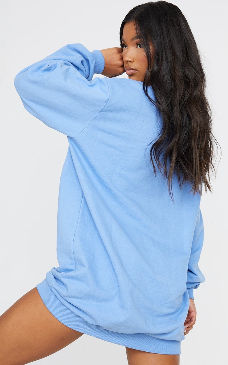 Over sized crew neck sweat jumper dress