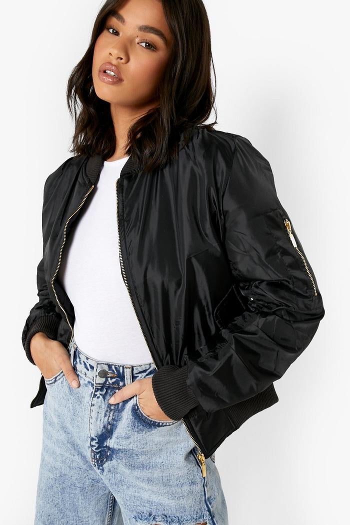 Zip detail bomber jacket