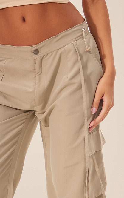 Beige Lightweight Shell Cargo'S | PrettyLittle Thing