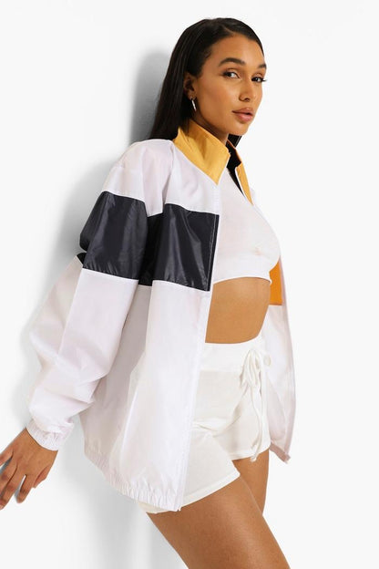 FUNNEL NECK CONTRAST PANEL WINDBREAKER