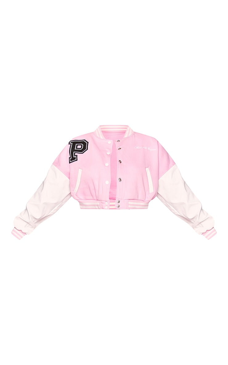 Plus size crop varsity jacket