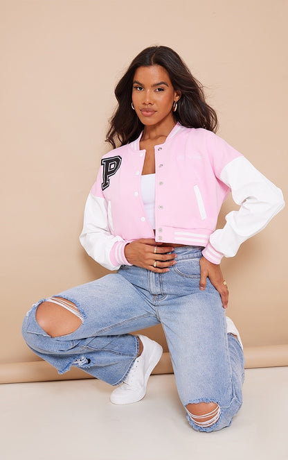 Crop varsity jacket