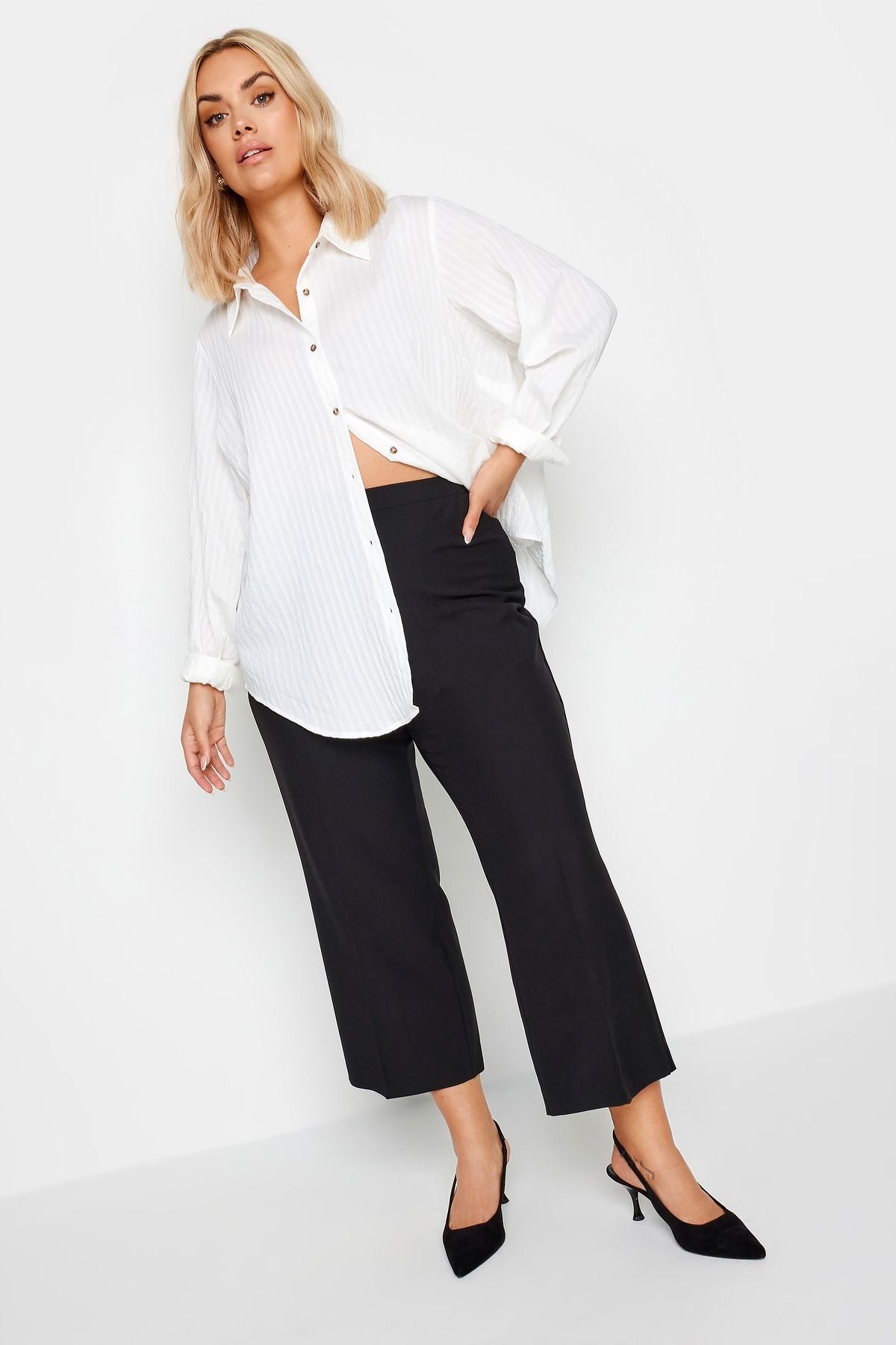 Front pleated plus size trousers