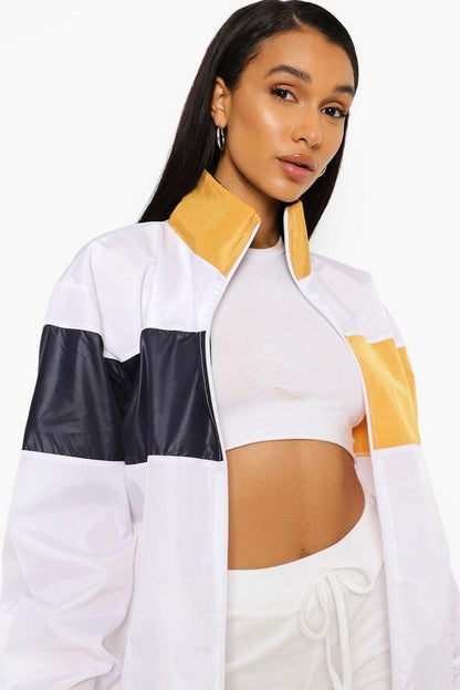 FUNNEL NECK CONTRAST PANEL WINDBREAKER