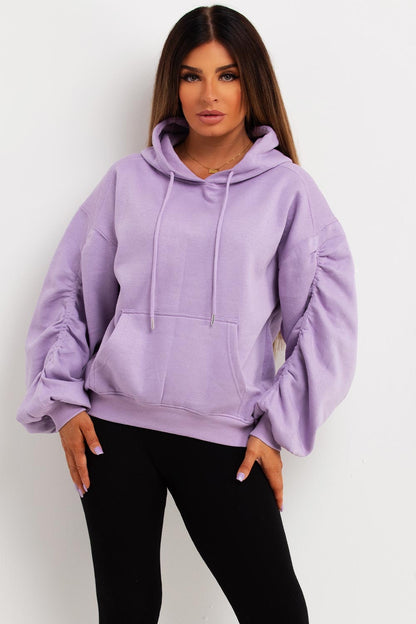 Ruched sleeves hoodie