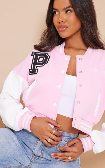 Crop varsity jacket