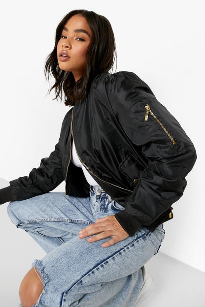 Zip detail bomber jacket