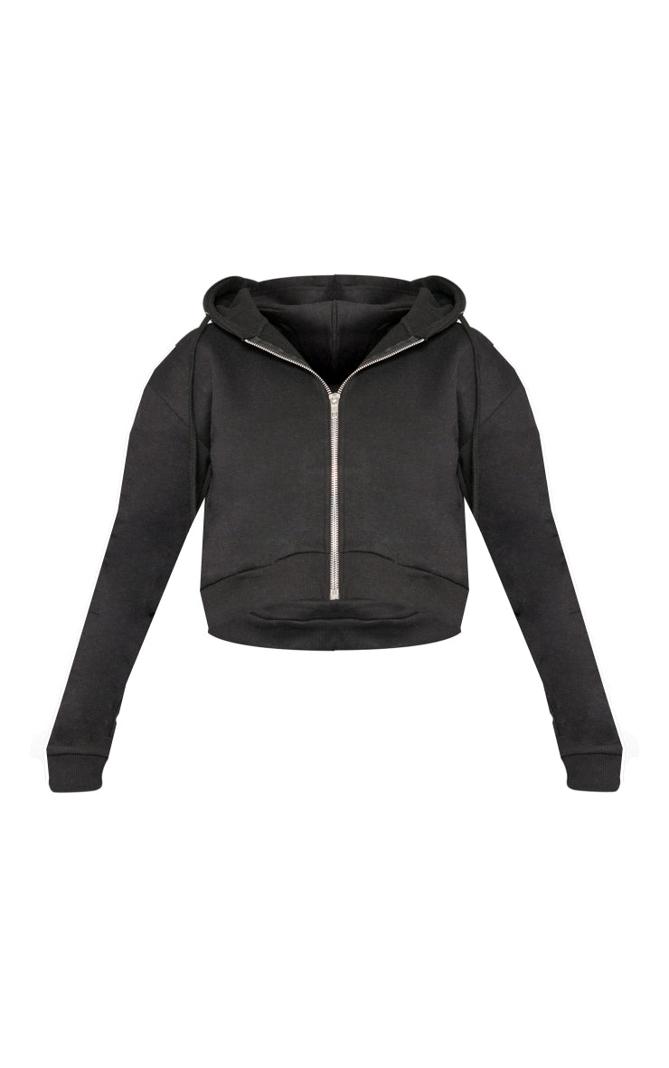 Black crop zip hoodie