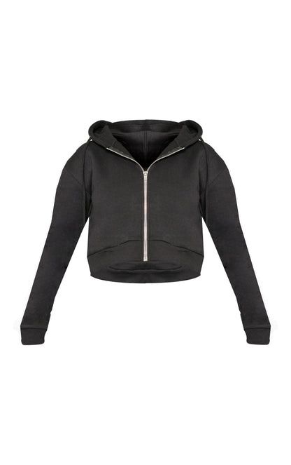 Black crop zip hoodie