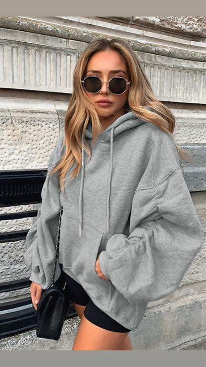 Ruched sleeves hoodie