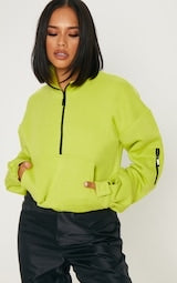 Neon Lime Oversized Zip Front Sweatshirt