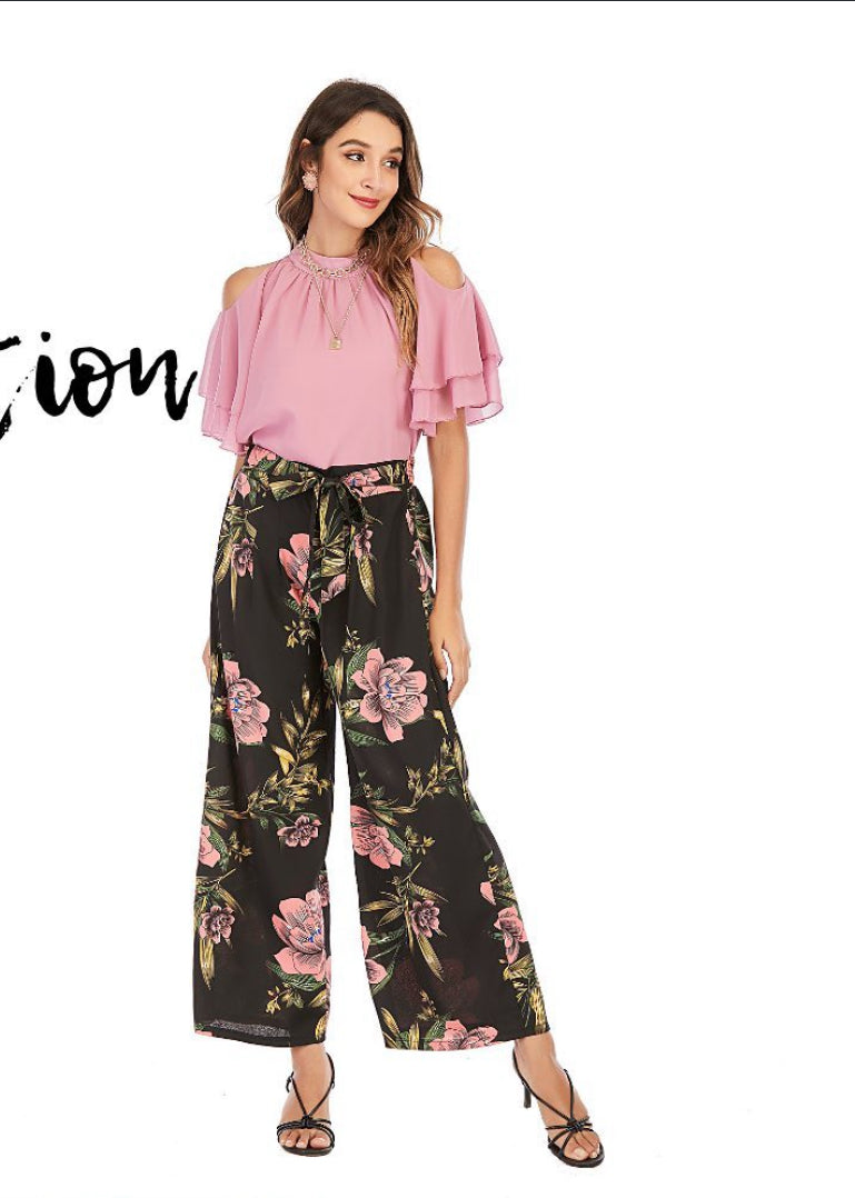 Pink flower pants