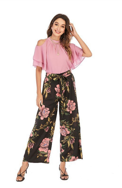 Pink flower pants