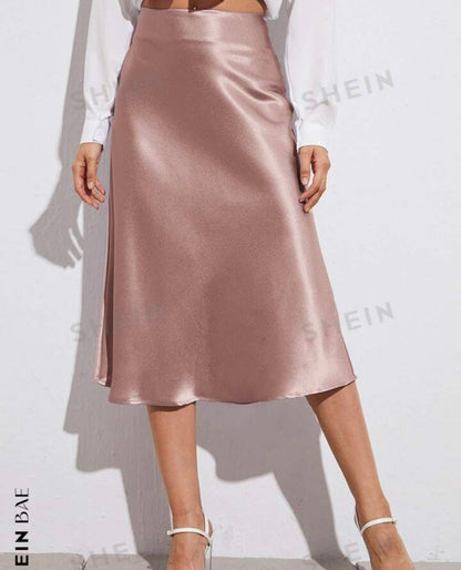 Solid satin maxi skirt