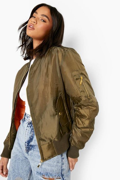 Contrast zip detail bomber jacket