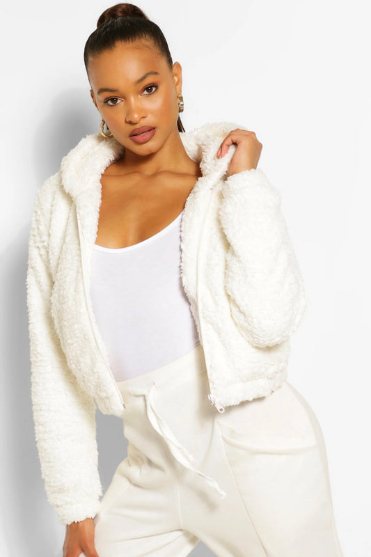 Hooded Faux Fur Teddy Jacket