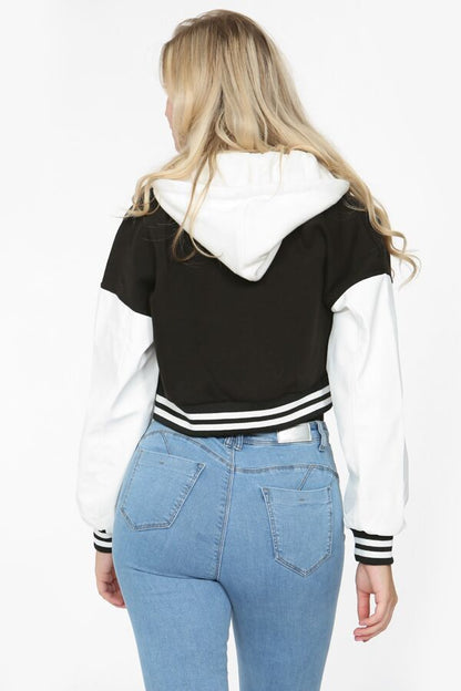 Crop varsity hoodie jacket