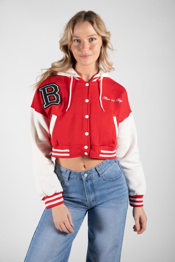 Crop varsity hoodie jacket