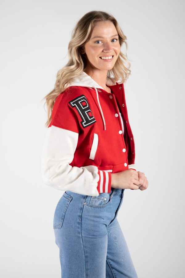 Crop varsity hoodie jacket