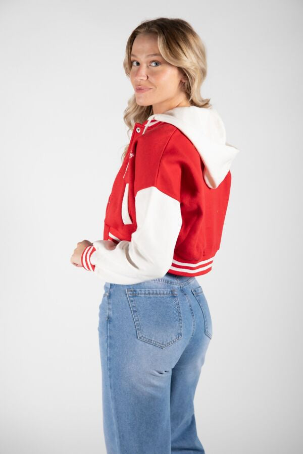 Crop varsity hoodie jacket