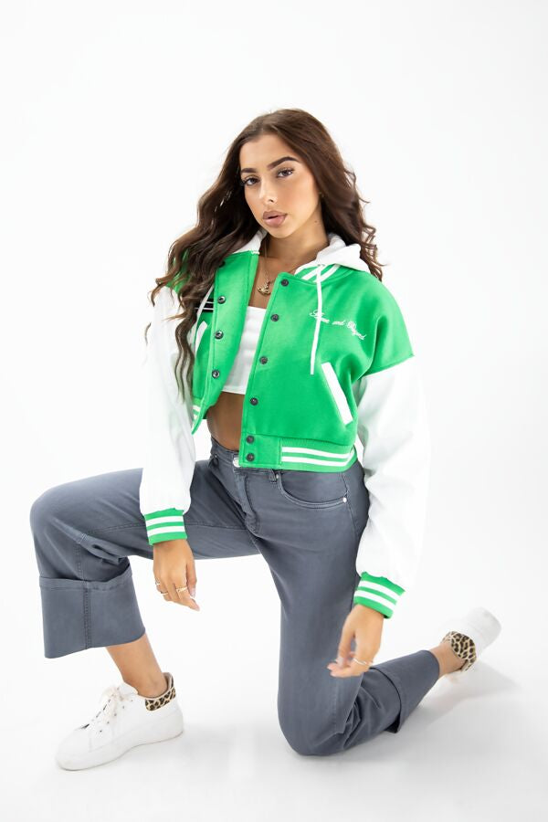 Crop varsity hoodie jacket