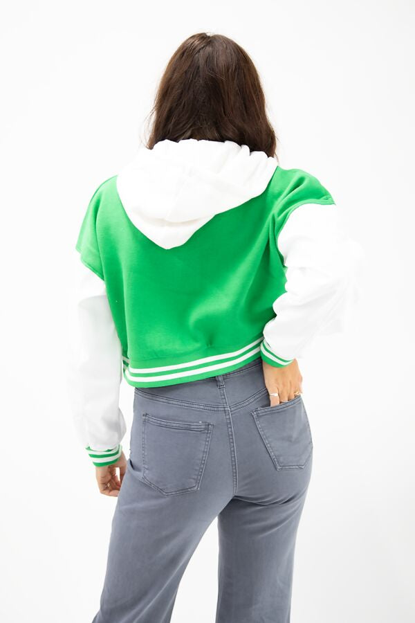 Crop varsity hoodie jacket