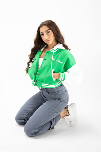 Crop varsity hoodie jacket