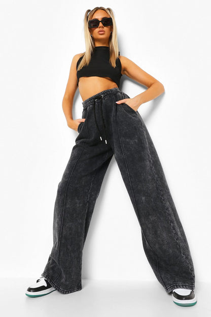 Acid Wash Extreme Wide Leg Joggers