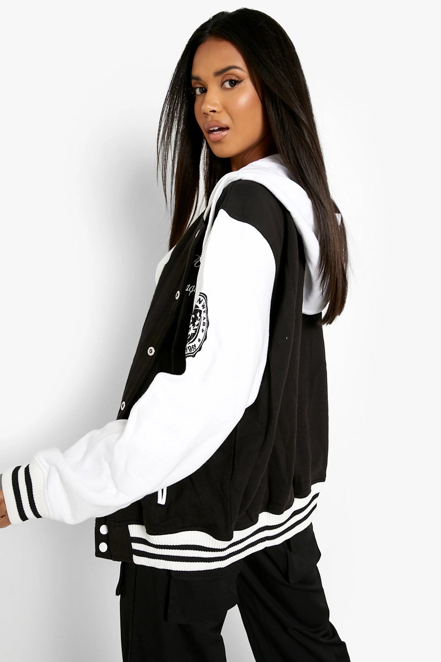 Varsity contrast sleeves bomber jacket