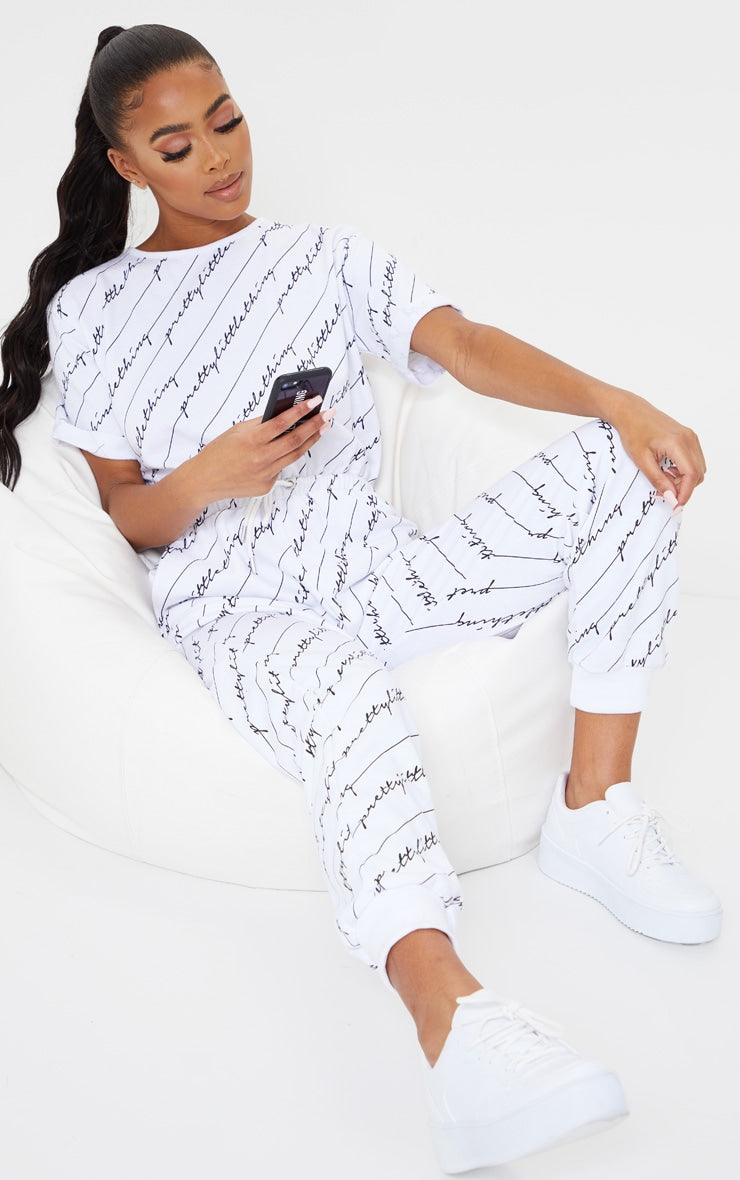 Printed White Jumpsuit