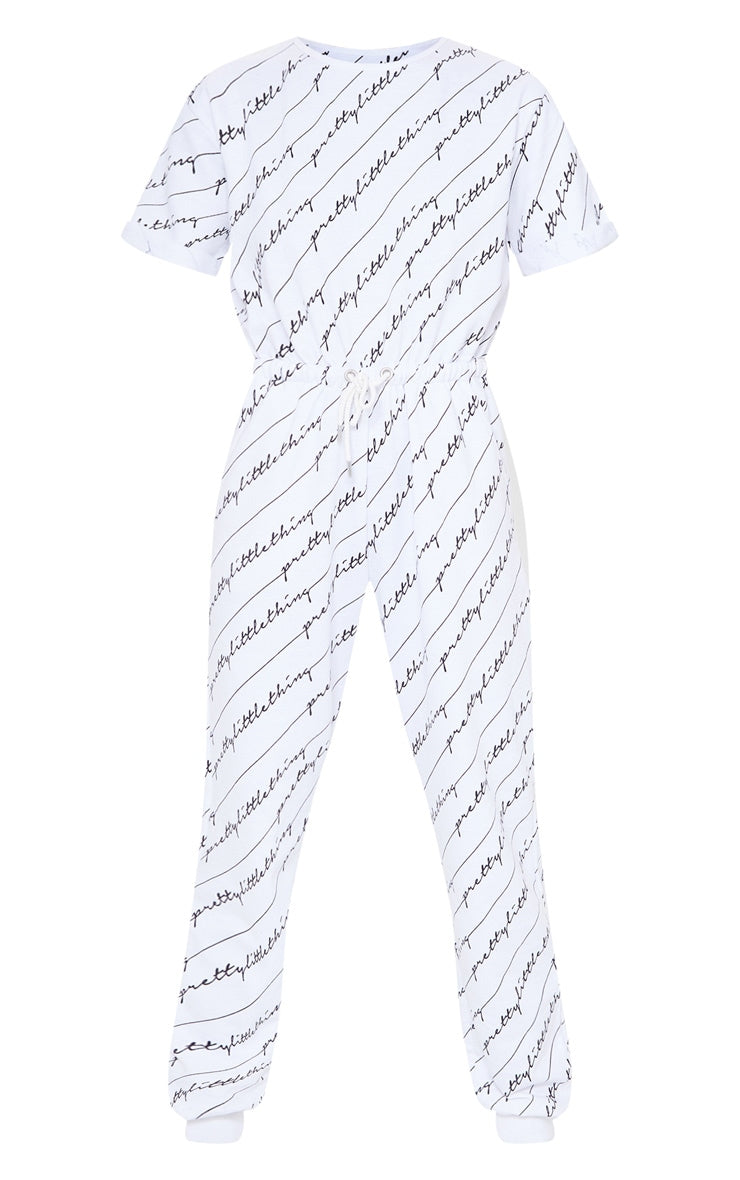 Printed White Jumpsuit