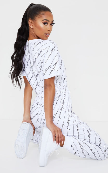 Printed White Jumpsuit